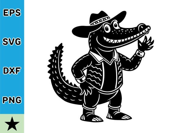 Alligator Cowboy Tipping His Hat with Flair