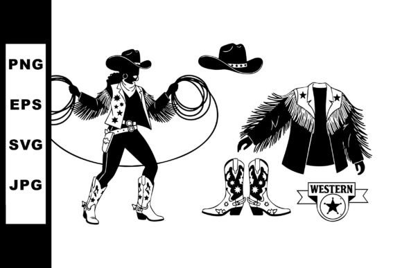 Cowboy Silhouette with Lasso Western Boots