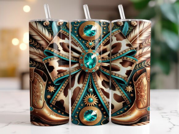 Cowprint Western Bow Tumbler Wrap PNG Review for Real Embroidery Projects