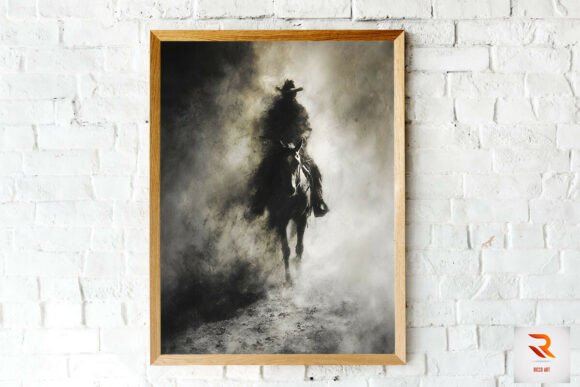 Lone Cowboy on Horseback Wall Art Review for Embroidery Projects