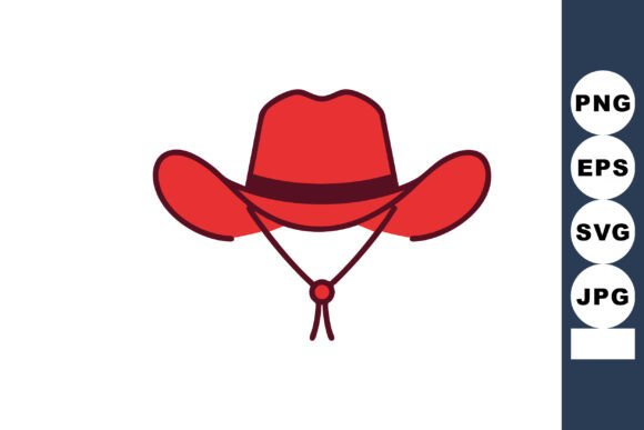 Red Cowboy Hat with Chin Strap Vector Design Review