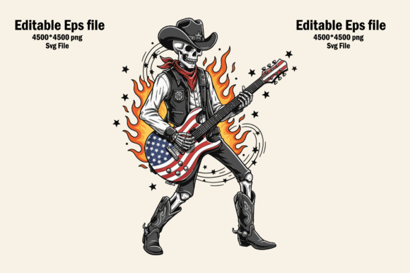 Skeleton Cowboy Playing Guitar on Fire Review