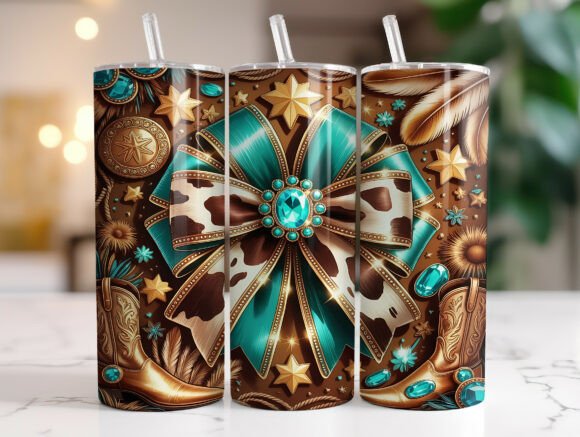 Western Cowprint Bow Tumbler Wrap Review for Embroidery Projects