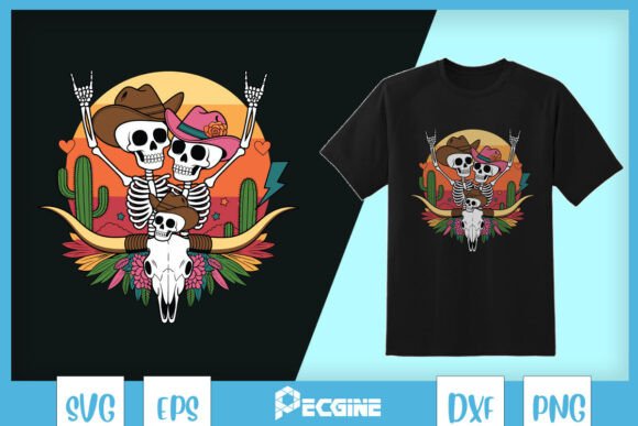 Western Family Funny Skeletons Smile SVG